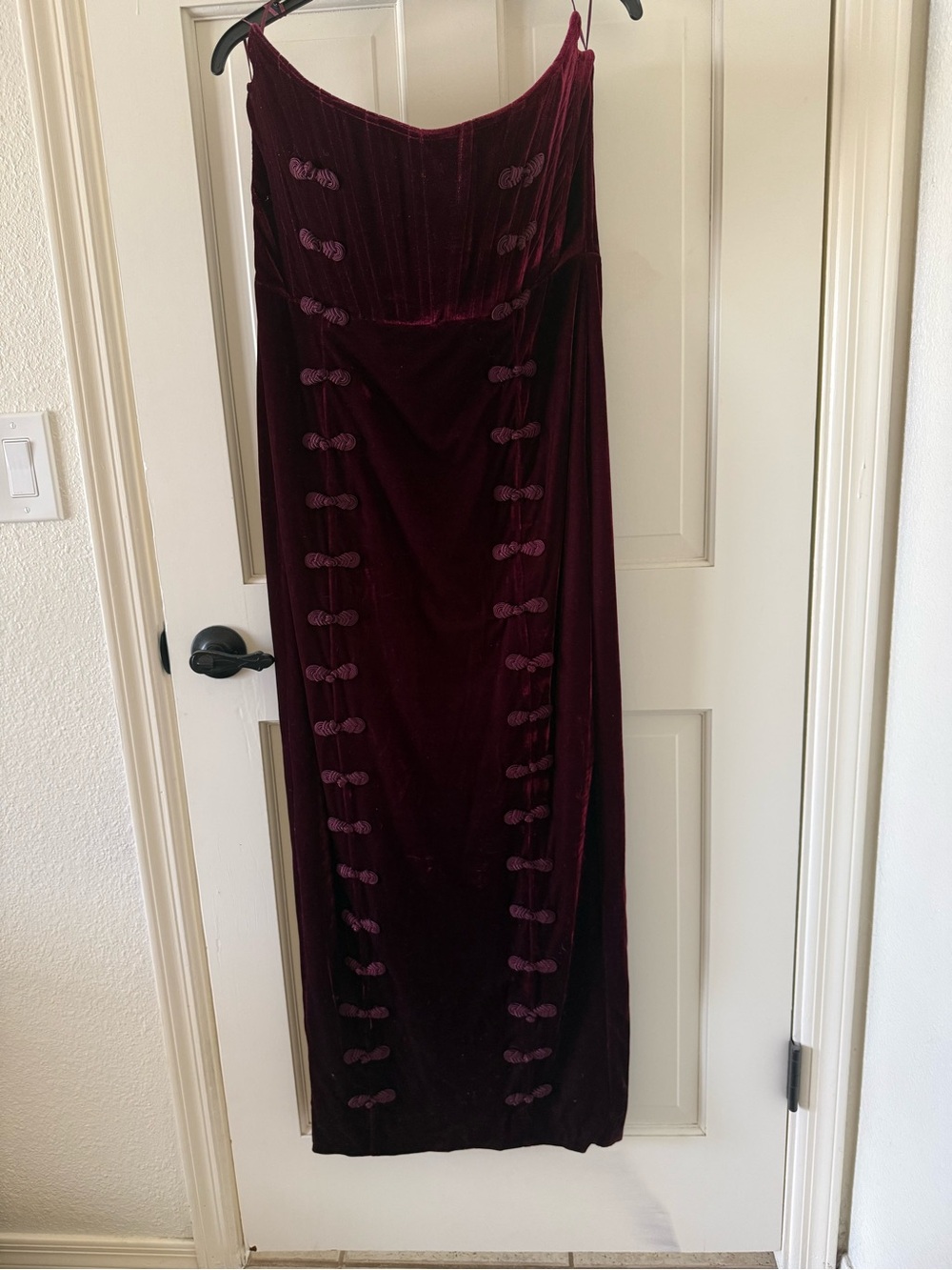 Strapless Velvet Evening Gown in Deep Wine - Picture 8 of 10